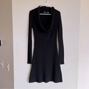 Chelsey Black Long Sleeve Cowl Neck Sweater Dress